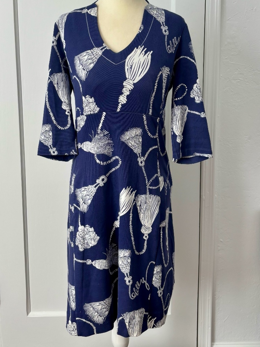 Lilly Pulitzer Behind the Rope Navy White 3/4 Sleeve Dress M